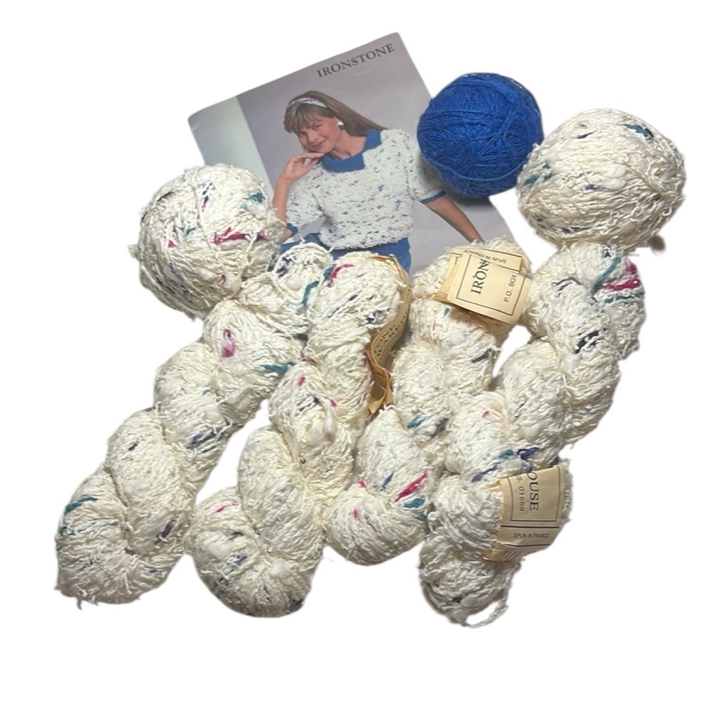 Vintage Ironstone White and Blue Yarn Set